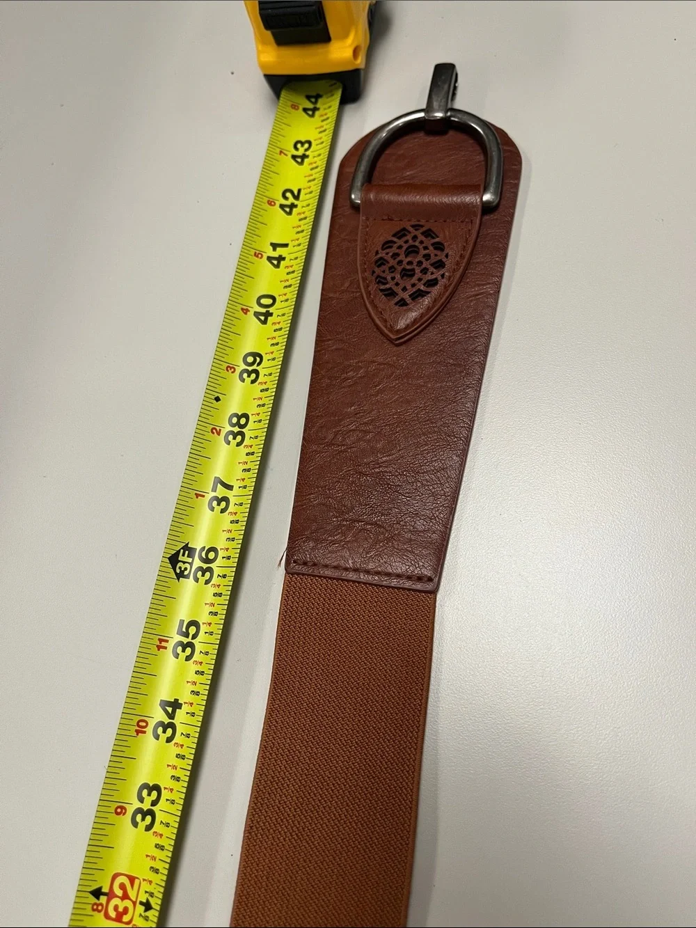 Source Unknown Brown Elastic Leather Accent Women's Belt XXL